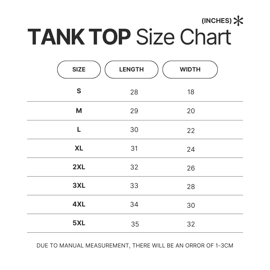 Tank Top Size Chart - Kimi ni Todoke Store