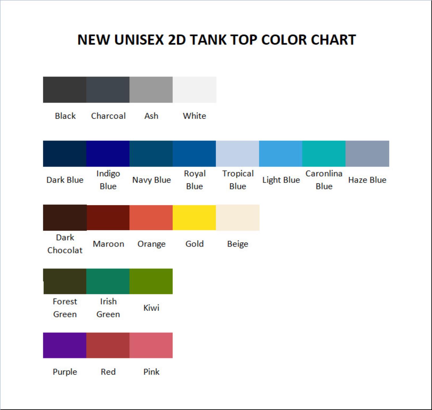 tank top color chart - Kimi ni Todoke Store